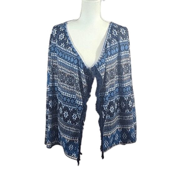 MASSINI, Open Front Fringe Cardigan- Size Large - Picture 1 of 11